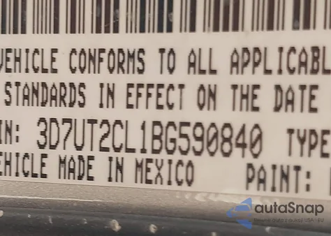 2011 Ram Ram 2500 Laramie z USA, uszkodzony, nr VIN 3D7UT2CL1BG590840